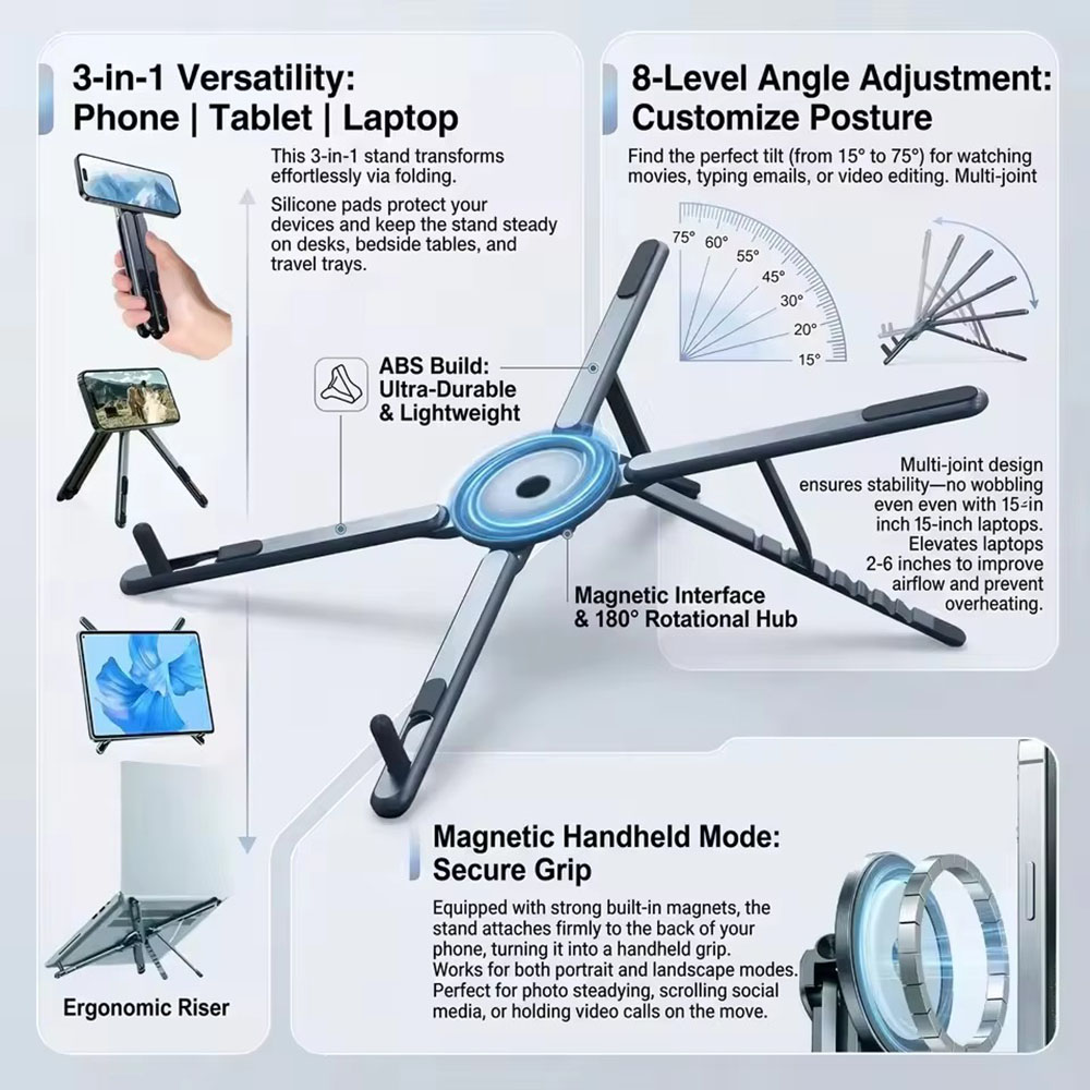 Laptop Tablet Accessories - Taşınabilir Manyetik Telefon Tutucu ve Selfie